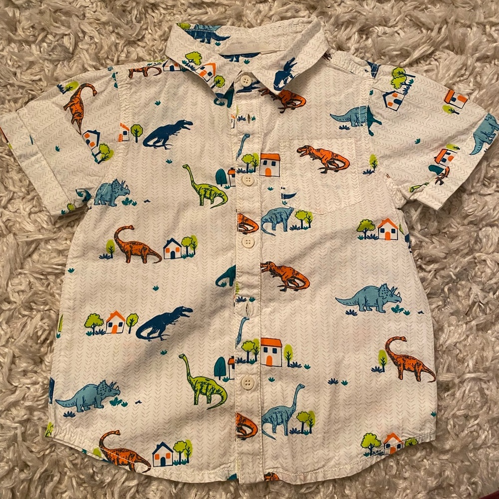 Dinosaur button down shirt size 4      100% cotton
